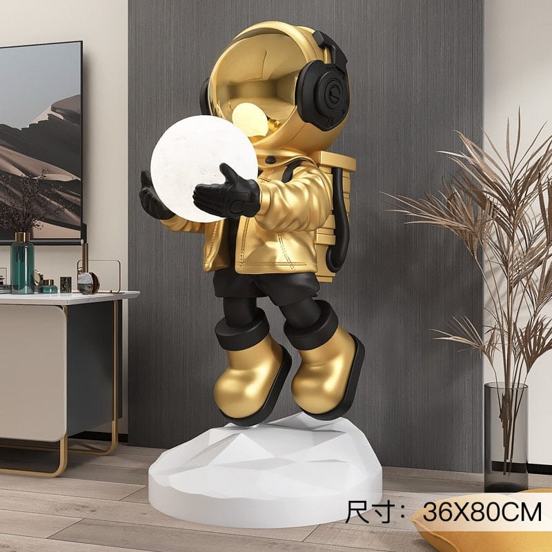 HomeBound Essentials Gold Modern Artistic Crafted Astronaut Statue Sculpture