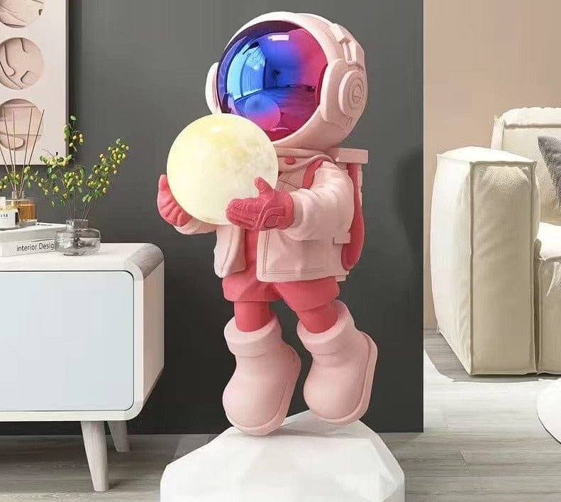 HomeBound Essentials Pink Modern Artistic Crafted Astronaut Statue Sculpture