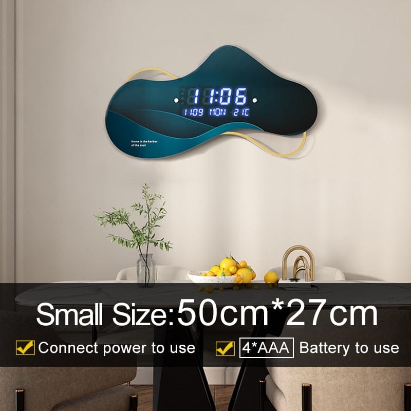 HomeBound Essentials Moving Waves Modern Led Digital 3D Luminous Creative Wall Clock