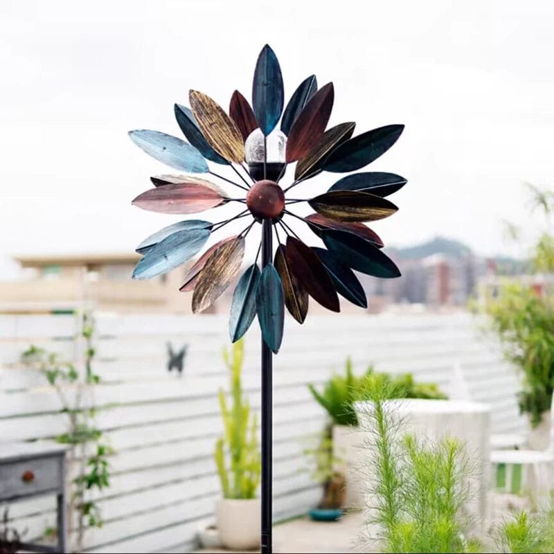 HomeBound Essentials Bronze orchid 180cm Outdoor Windmill Decor - Solar Lights Garden Art Spinner Weather Vane Ornament
