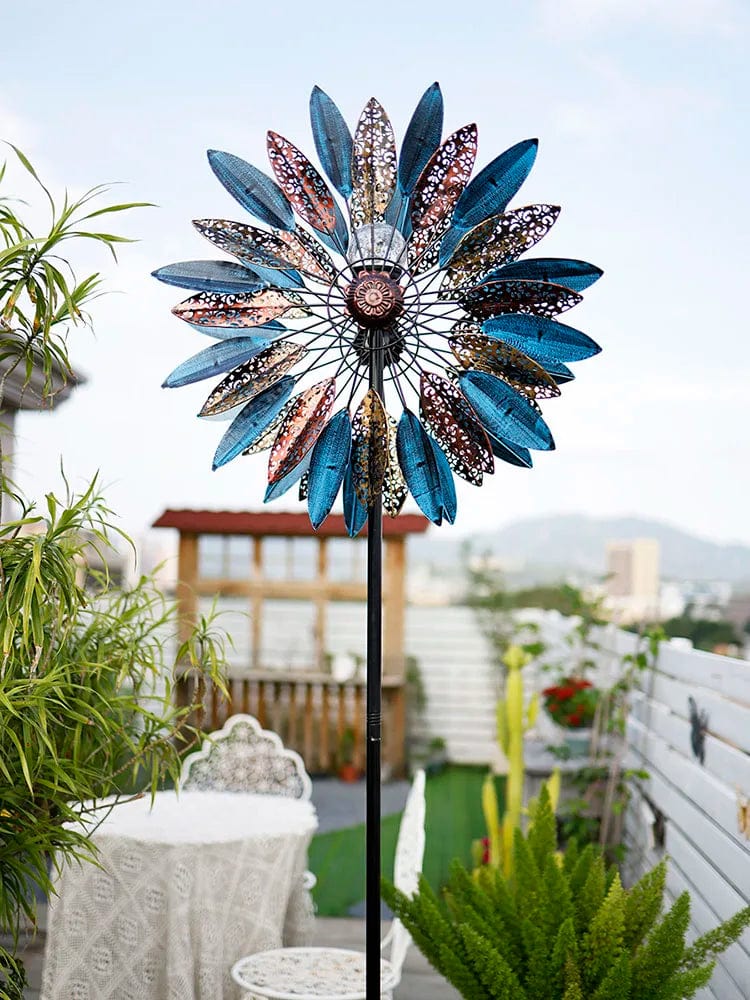 HomeBound Essentials Customized Outdoor Windmill Decor - Solar Lights Garden Art Spinner Weather Vane Ornament
