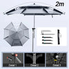 HomeBound Essentials Type A 2.0M ProFish Umbrella 2.0/2.2/2.4/2.6M: Upgraded Adjustable Big Umbrella with Double Thickened Layer, Folding Beach Umbrella Parasol for Outdoor Fishing