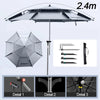 HomeBound Essentials Type C 2.4M ProFish Umbrella 2.0/2.2/2.4/2.6M: Upgraded Adjustable Big Umbrella with Double Thickened Layer, Folding Beach Umbrella Parasol for Outdoor Fishing