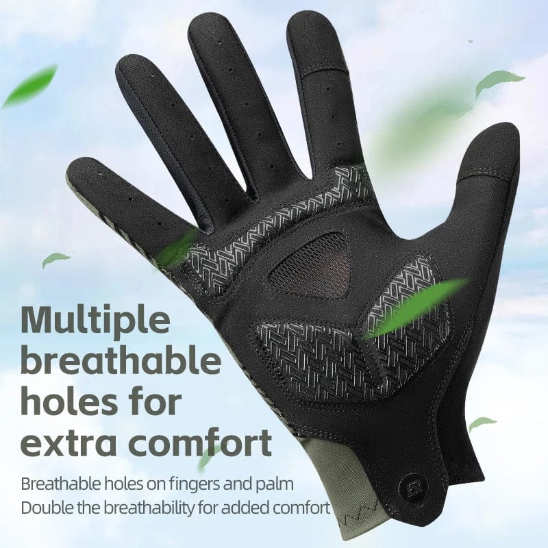 HomeBound Essentials ROCKBROS Summer Cycling Gloves - Breathable MTB Road Bike Non-Slip Full Finger Gloves