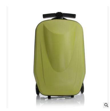 HomeBound Essentials Green Scooter Suitcase - Rolling Luggage With Skateboard
