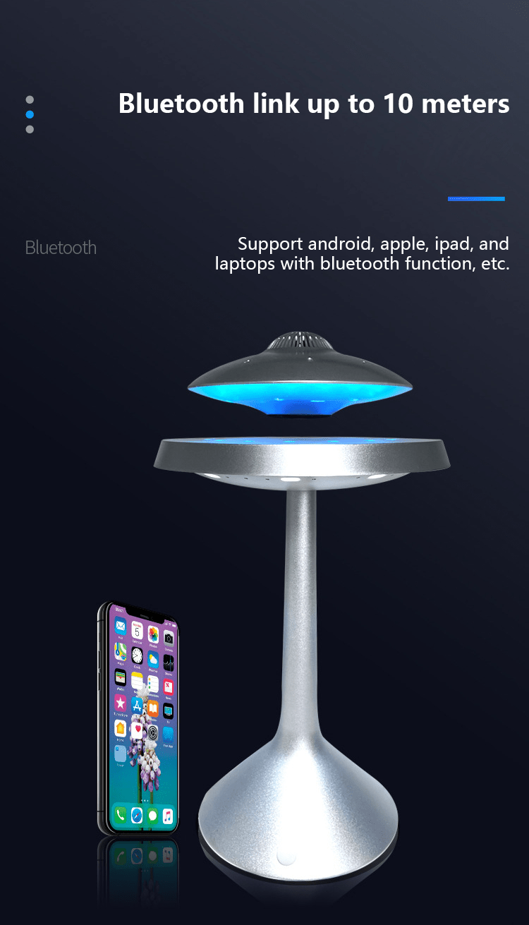 HomeBound Essentials Smart LED 3D Surround Sound Magnetic Levitation UFO Speaker