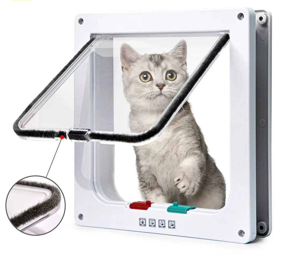 HomeBound Essentials Smart Pet Door - 4 Way Locking ABS Plastic Cat Flap Door with Security Lock