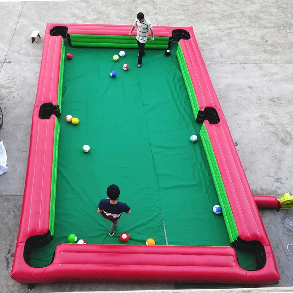 HomeBound Essentials red and Green / 8x5x0.5mH 16 balls SnookBall Carnival Game Set - Inflatable Snooker Table with Balls for Event Fun
