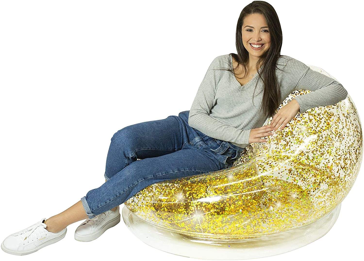 HomeBound Essentials Sparkling Chair - Indoor/Outdoor Confetti Glitter Inflatable Lounger
