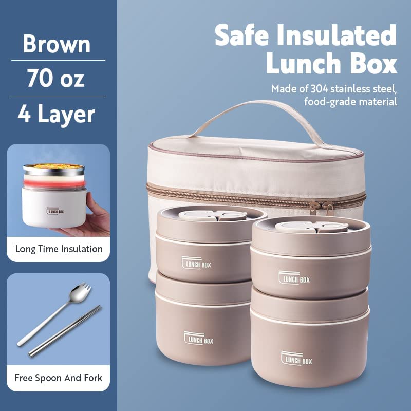 HomeBound Essentials Stainless Steel Thermal Insulated Lunch Box Containers