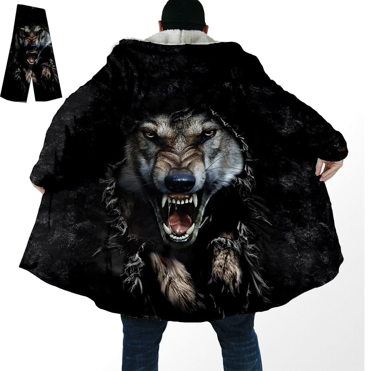 HomeBound Essentials Wolf / S StealthTiger 3D Windproof Hooded Overcoat Fleece