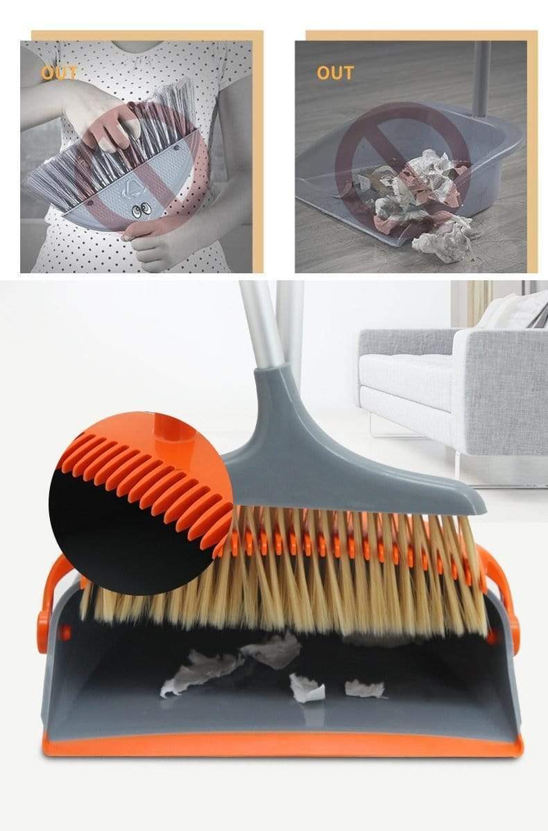 HomeBound Essentials SweepBuddies - Self Cleaning Broom and Dustpan Set