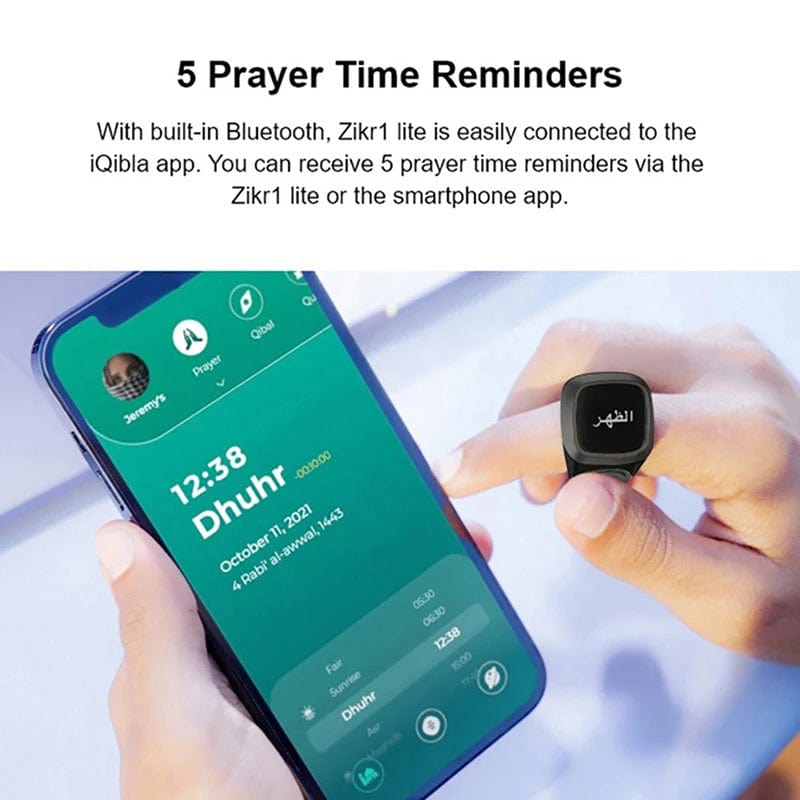 HomeBound Essentials Onesize Tasbih Zikr Digital Tasbeeh 5 Prayer Time Smart Ring For Muslims