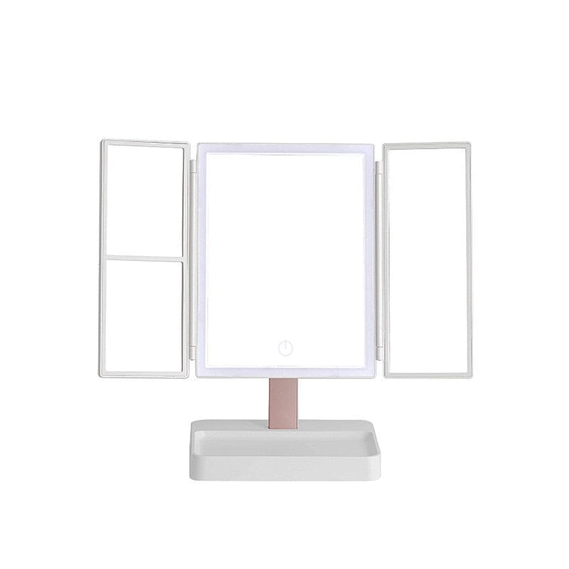 HomeBound Essentials White Light Ivory Tri-Folded LED Makeup Touch Screen Adjustable Cosmetic Mirror