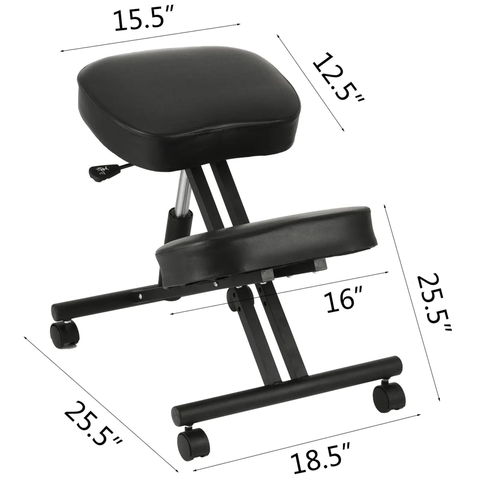 HomeBound Essentials Black PVC VEVOR Ergonomic Kneeling Cushion Chair Stool