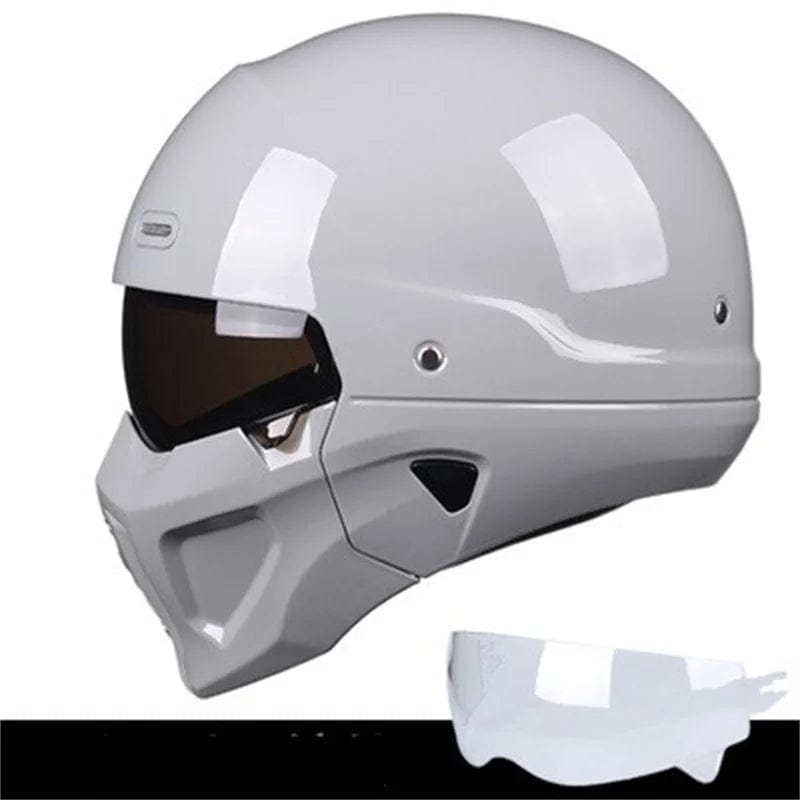 HomeBound Essentials gray / XS Vintage Retro Iron Man Motorcycle Full Helmet
