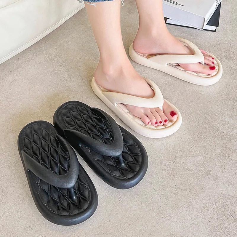 HomeBound Essentials Women's Solid Summer Slippers - Men's Breathable Square Thick EVA Soft Flip-Flop