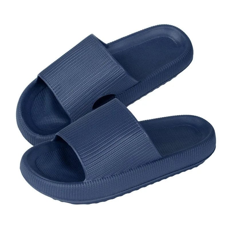 HomeBound Essentials Style 2-Navy / 38-39 (Fit 37-38) Women's Solid Summer Slippers - Men's Breathable Square Thick EVA Soft Flip-Flop