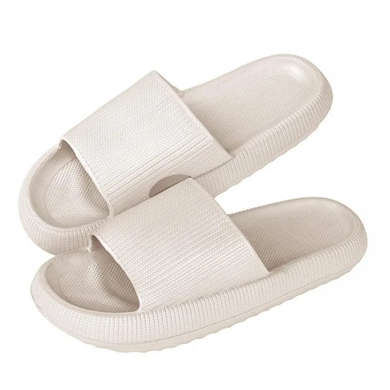 HomeBound Essentials Style 2-White / 44-45 (Fit 43-44) Women's Solid Summer Slippers - Men's Breathable Square Thick EVA Soft Flip-Flop