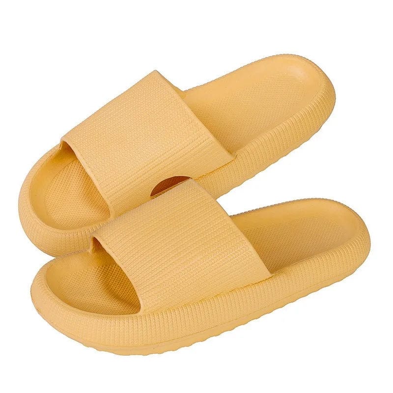 HomeBound Essentials Style 2-Yellow / 44-45 (Fit 43-44) Women's Solid Summer Slippers - Men's Breathable Square Thick EVA Soft Flip-Flop