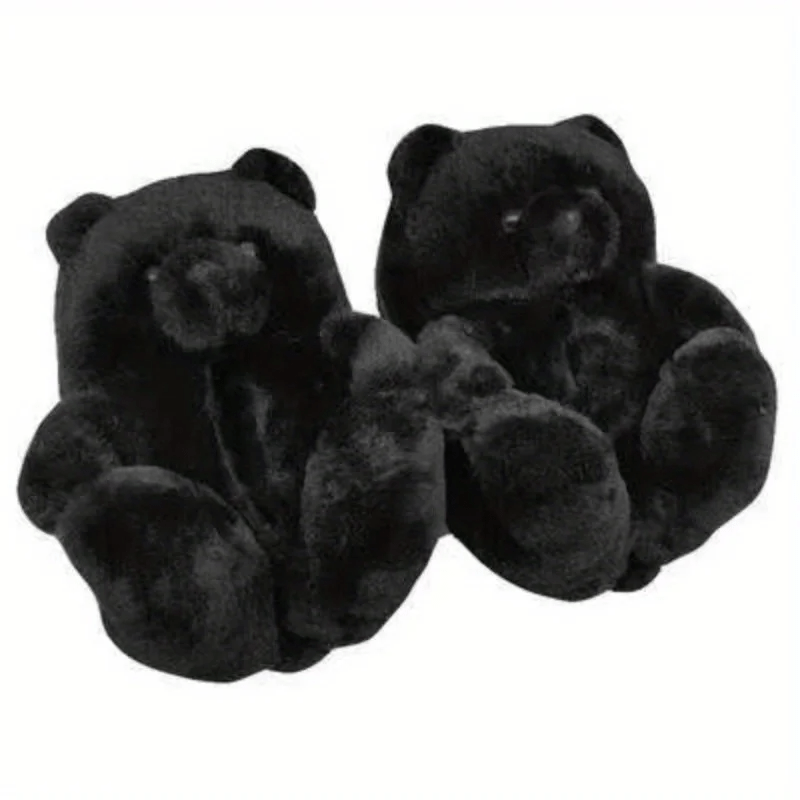 HomeBound Essentials Black / 7 Women's Teddy Bear Plush House Night Slippers