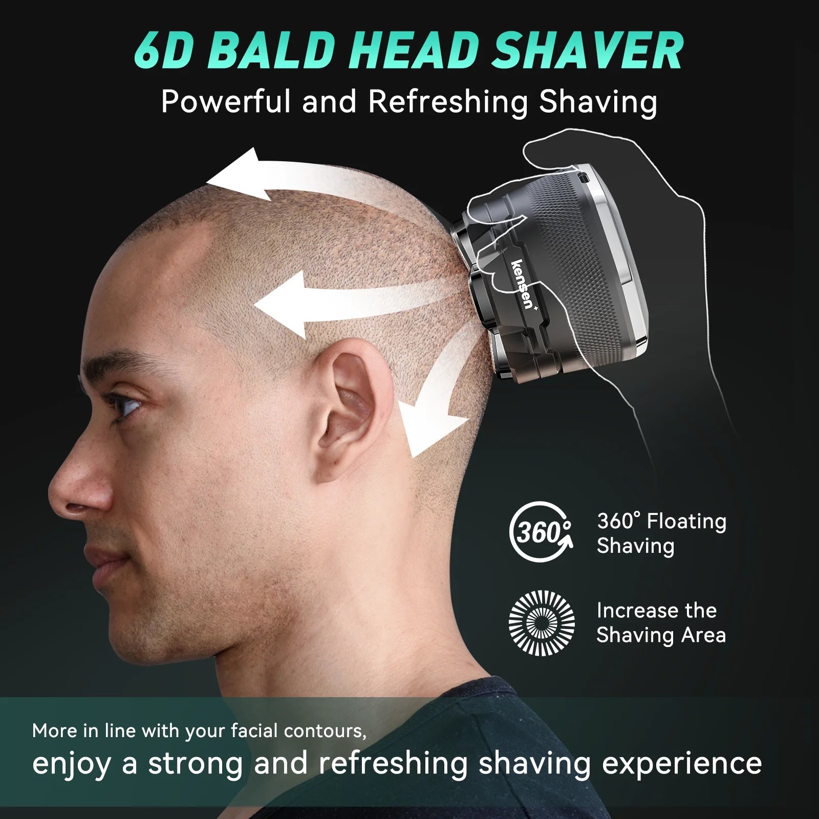 KENSEN Electric Head Shaver – 6D Magnetic Razor for Bald Men - Homebound Essentials