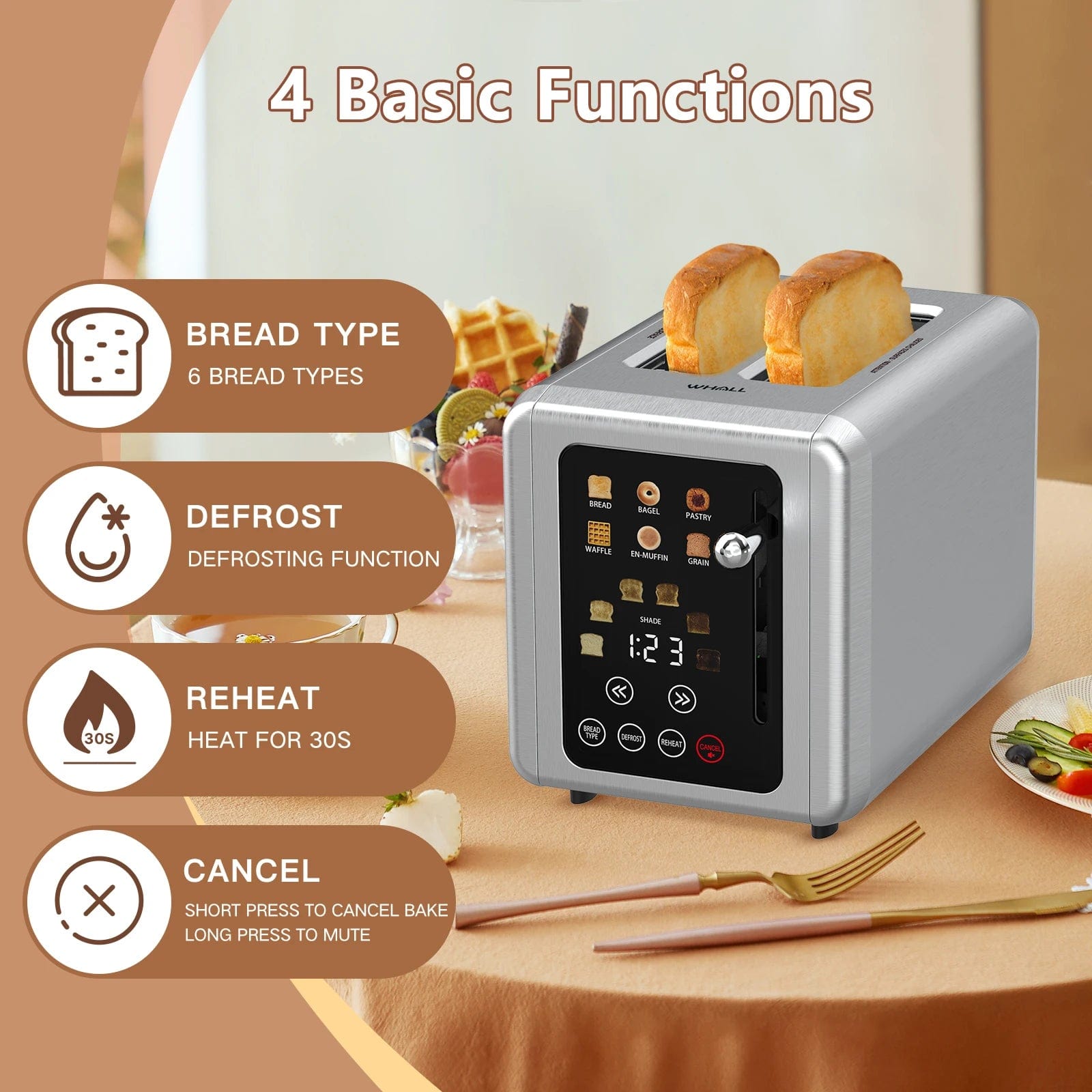 LuxeTouch: 850W Intelligent Breakfast Toaster - Homebound Essentials