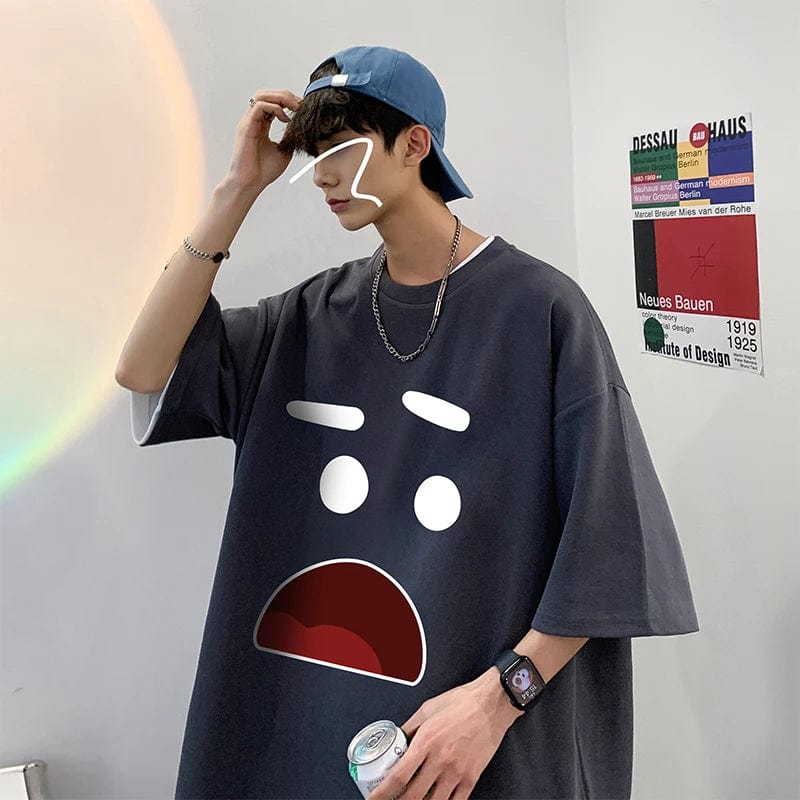 Oversized Cotton T-Shirts 5XL - Casual Summer Fashion with Emote Print - Homebound Essentials