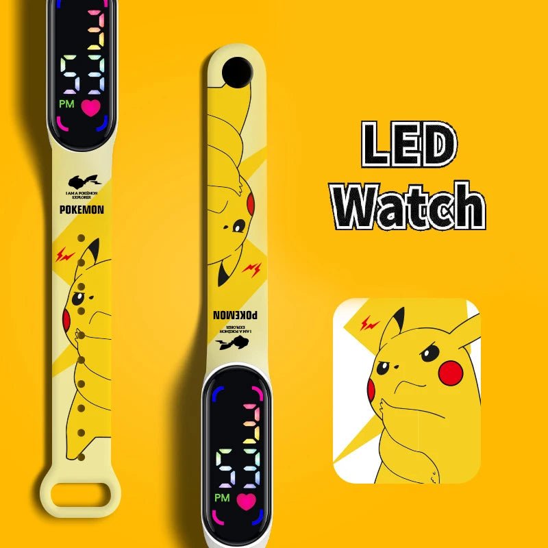 Pokemon Strap LED Electronic Watch – Colorful Pikachu Digital Bracelet for Kids - Homebound Essentials