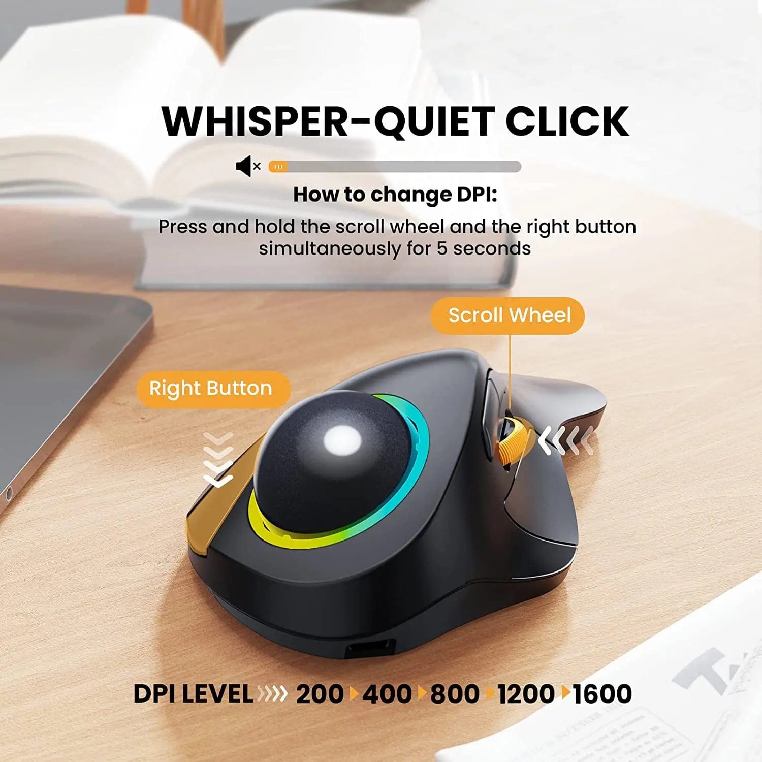 ProtoArc EM03: Wireless Bluetooth Trackball Mouse, Rechargeable Ergonomic RGB Backlit Rollerball Mouse - Homebound Essentials