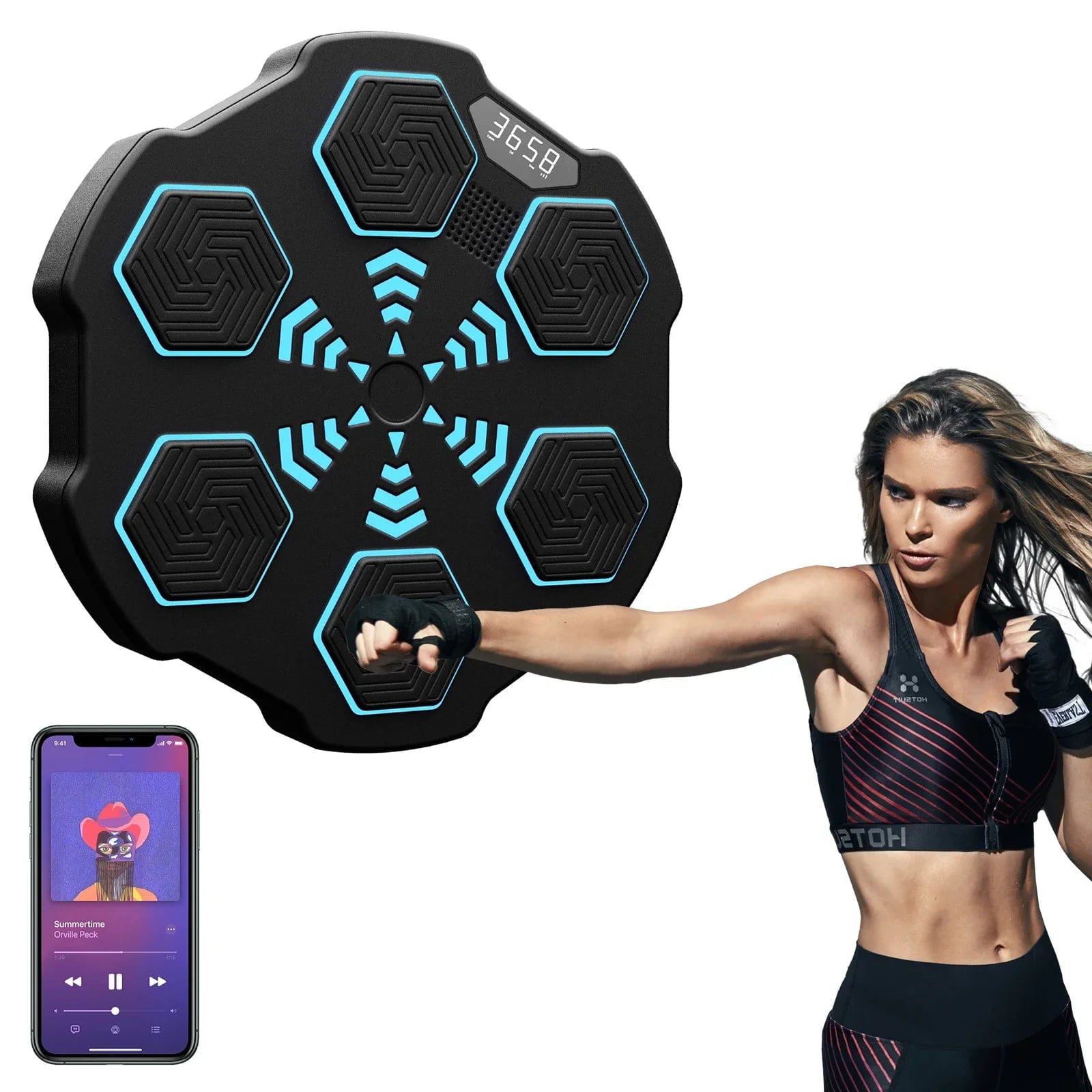 RhythmStrike: Smart Sensor Interactive Boxing Machine w/ Gloves - Homebound Essentials