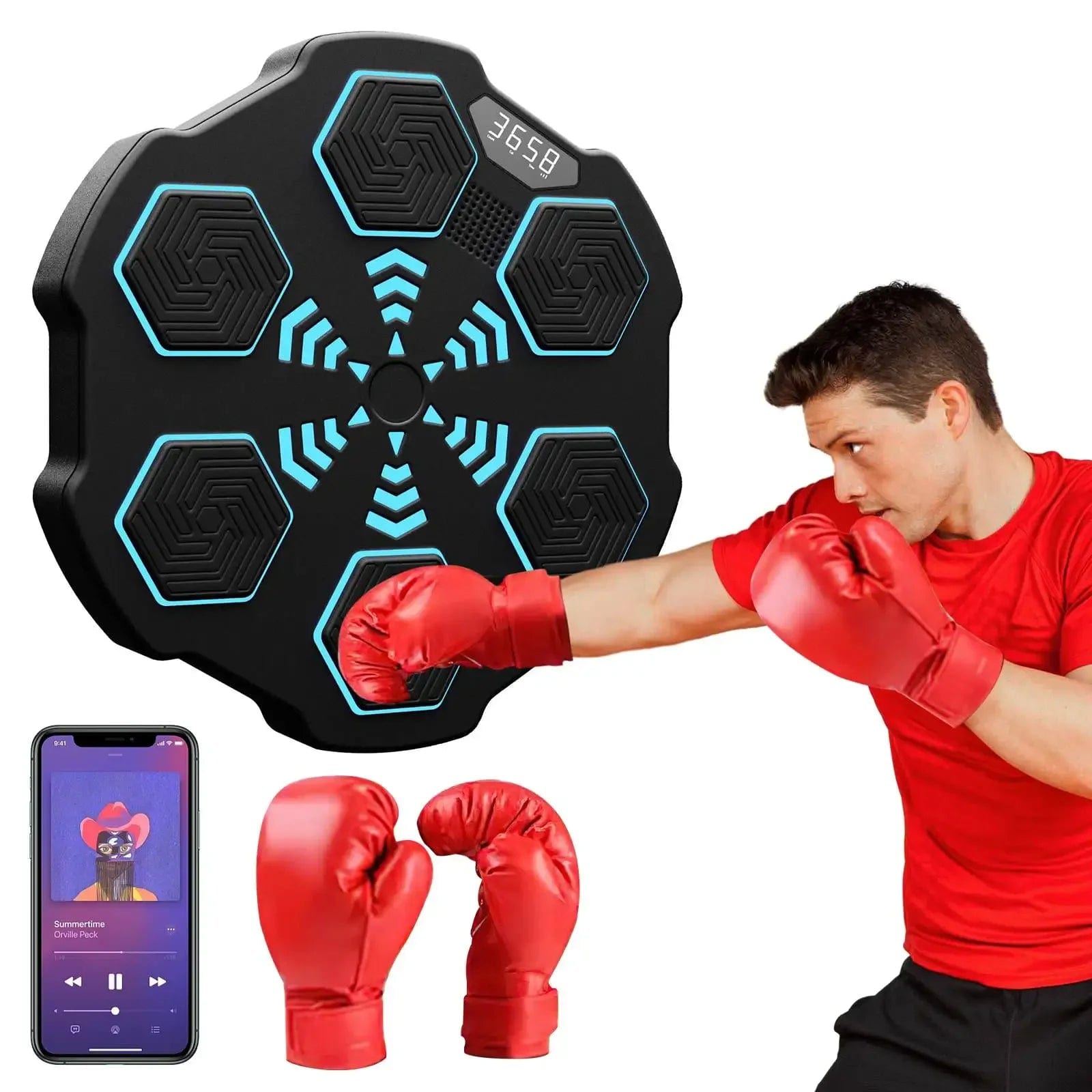 RhythmStrike: Smart Sensor Interactive Boxing Machine w/ Gloves - Homebound Essentials