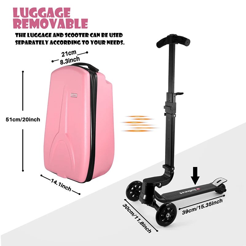 Scooter Suitcase - Rolling Luggage with Built - in Skateboard | Portable Travel Bag with Wheels for Convenient Airport Travel - Homebound Essentials