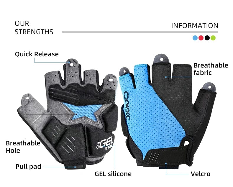 Shockproof Bicycle Half Finger Gloves - Thick GEL Silicone, Breathable & Anti - Slip Cycling Gloves - Homebound Essentials