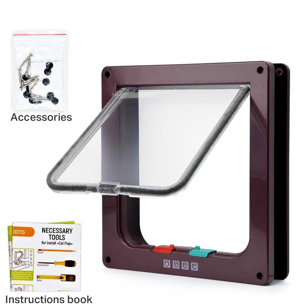 Smart Pet Door - 4 Way Locking ABS Plastic Cat Flap Door with Security Lock - Homebound Essentials