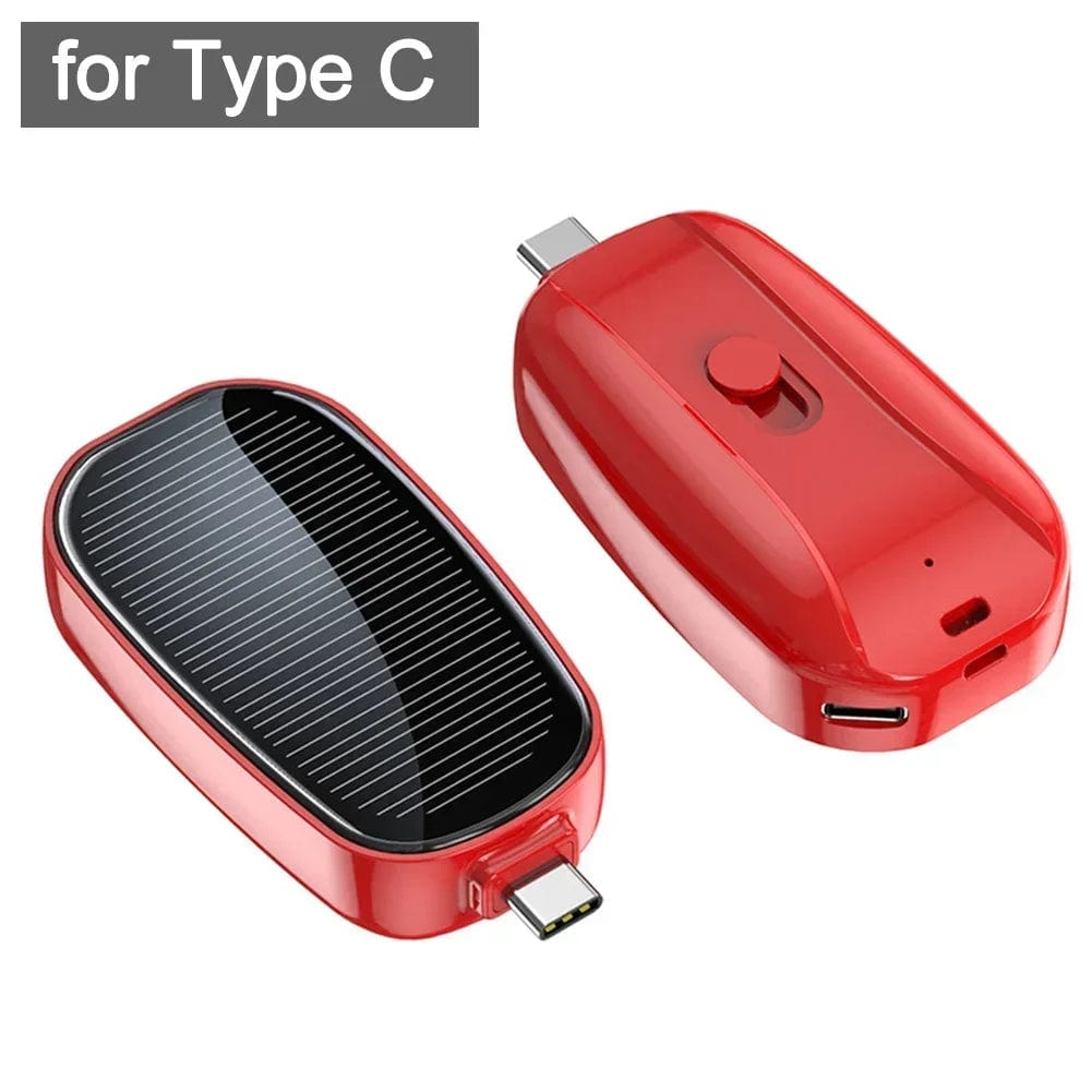 SolarCharge Mini: 1200mAh Solar - Powered Keychain Phone Charger, Portable Type - C Wireless Power Bank for iPhone, Samsung - Homebound Essentials