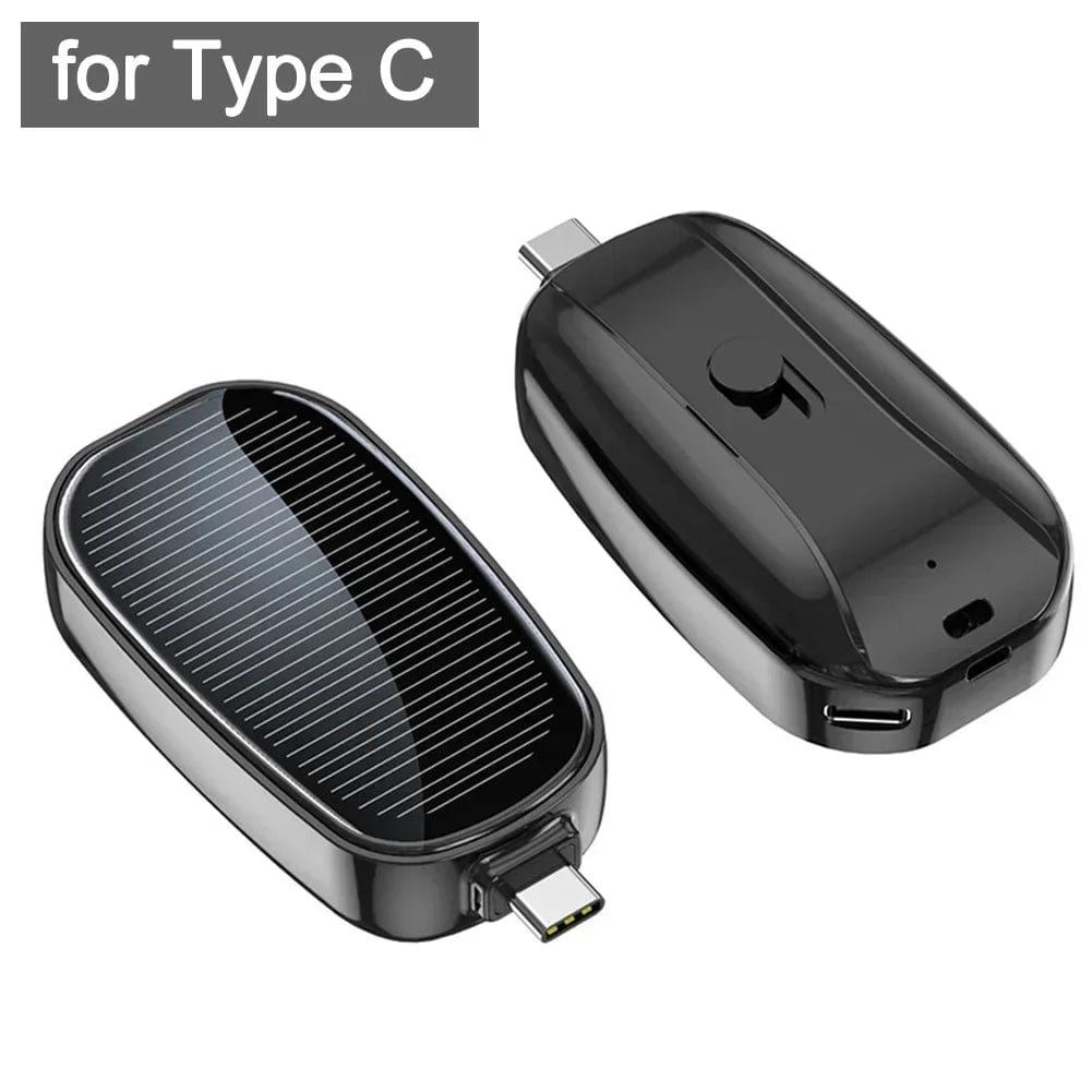 SolarCharge Mini: 1200mAh Solar - Powered Keychain Phone Charger, Portable Type - C Wireless Power Bank for iPhone, Samsung - Homebound Essentials