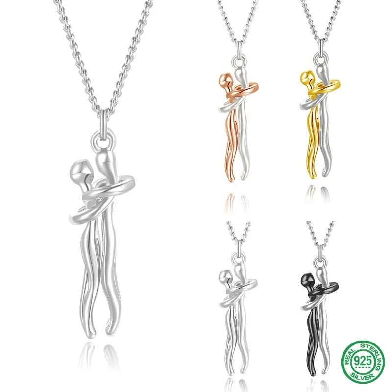 Sterling Silver Couple Hug Necklace - Homebound Essentials