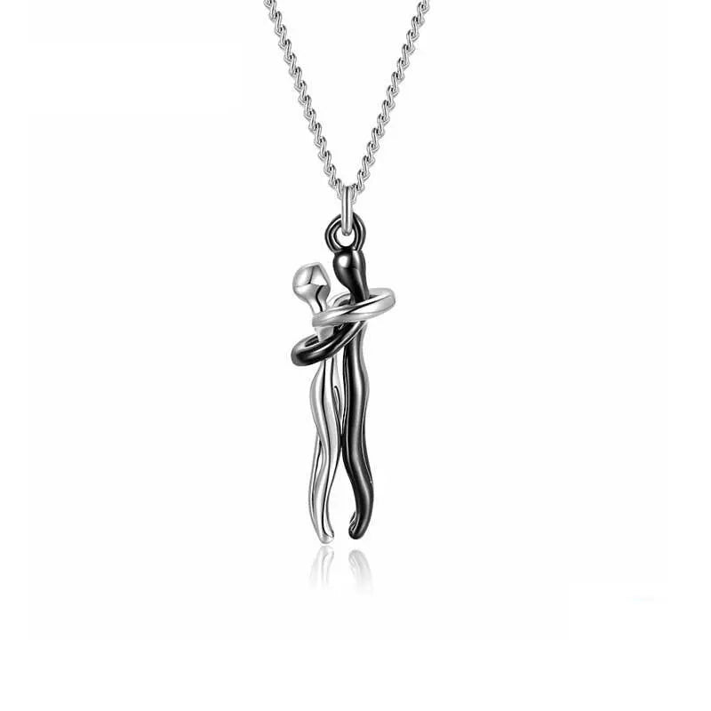 Sterling Silver Couple Hug Necklace - Homebound Essentials