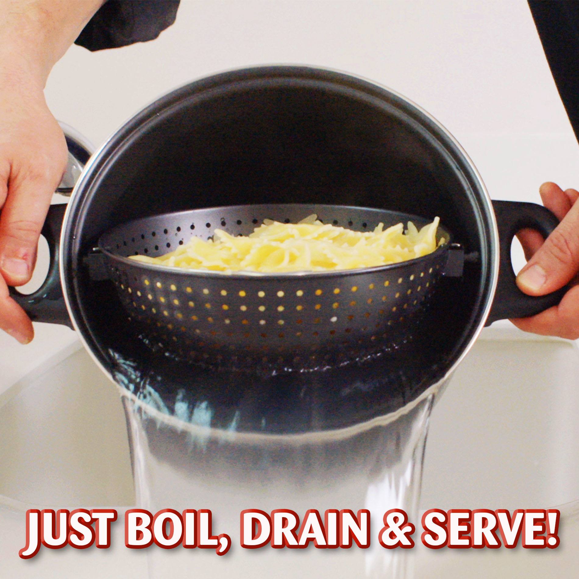 StrainPot - Non - Stick Cooking Pot with Built - In Strainer - Homebound Essentials