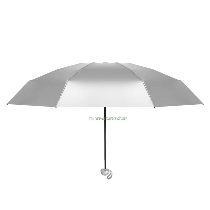 Titanium Silver 8 Ribs Pocket Mini Umbrella: Anti - UV Sun Umbrella, UPF Protection - Homebound Essentials