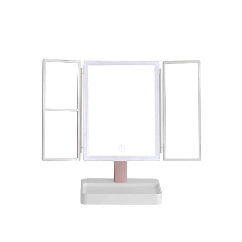 Tri - Folded LED Makeup Touch Screen Adjustable Cosmetic Mirror - Homebound Essentials