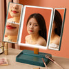 Tri - Folded LED Makeup Touch Screen Adjustable Cosmetic Mirror - Homebound Essentials