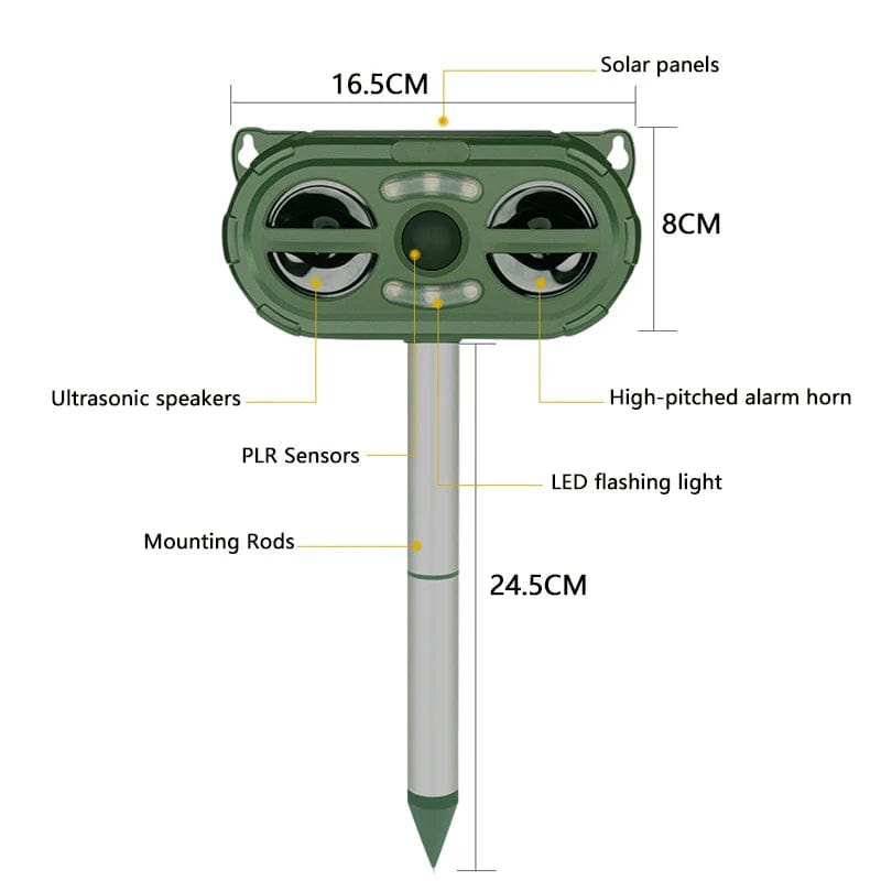 Ultrasonic Solar Powered Animal Waterproof Dog Animal Repellent - Homebound Essentials