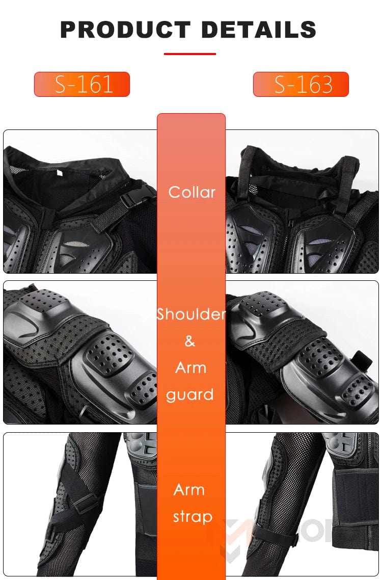 Vemar Full Body Armor Motorcycle Jacket: Chest and Back Protector, Moto Body Armor Guard for Motocross, Racing, and Cycling - Homebound Essentials