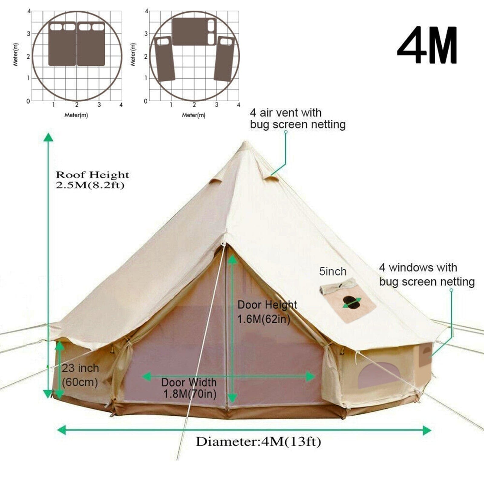 VEVOR Ultimate 4 - Season Canvas Bell Pop Up Tent - Homebound Essentials