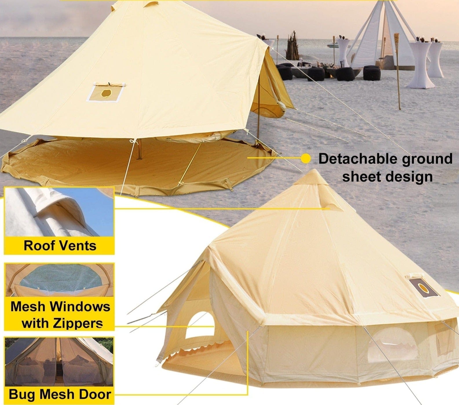 VEVOR Ultimate 4 - Season Canvas Bell Pop Up Tent - Homebound Essentials