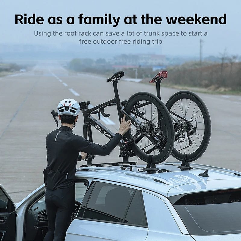 WEST BIKING Bicycle Car Rack: Hand Suction Cup Roof - Top Bike Carrier, Aluminum Alloy Quick Release MTB and Road Cycling Rack - Homebound Essentials