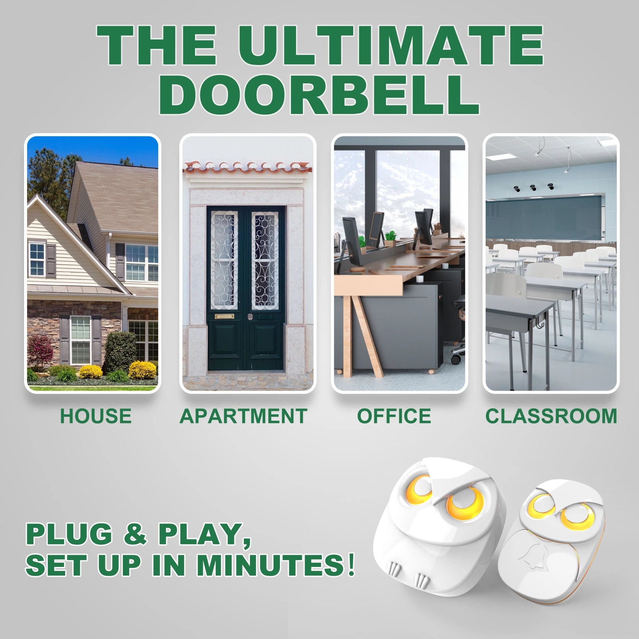 Wireless Doorbell Chime - 300 Meters Long Range, Waterproof Outdoor Home Door Bell - Homebound Essentials